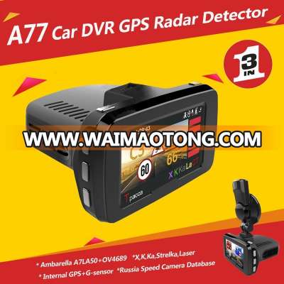 2.7 inch Ambarella A7 1296P Car DVR GPS Radar Detector 3 in 1 dash cam combo